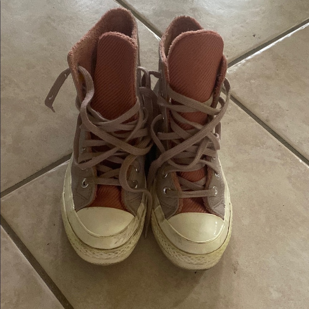 Converse High-Top Sneakers in Pink and Cream